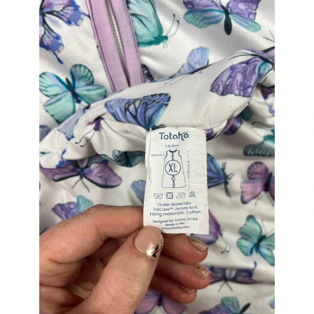 Totaha Butterfly Print Sleep Sack Wearable Blanket Purple Teal XL 31.5in
